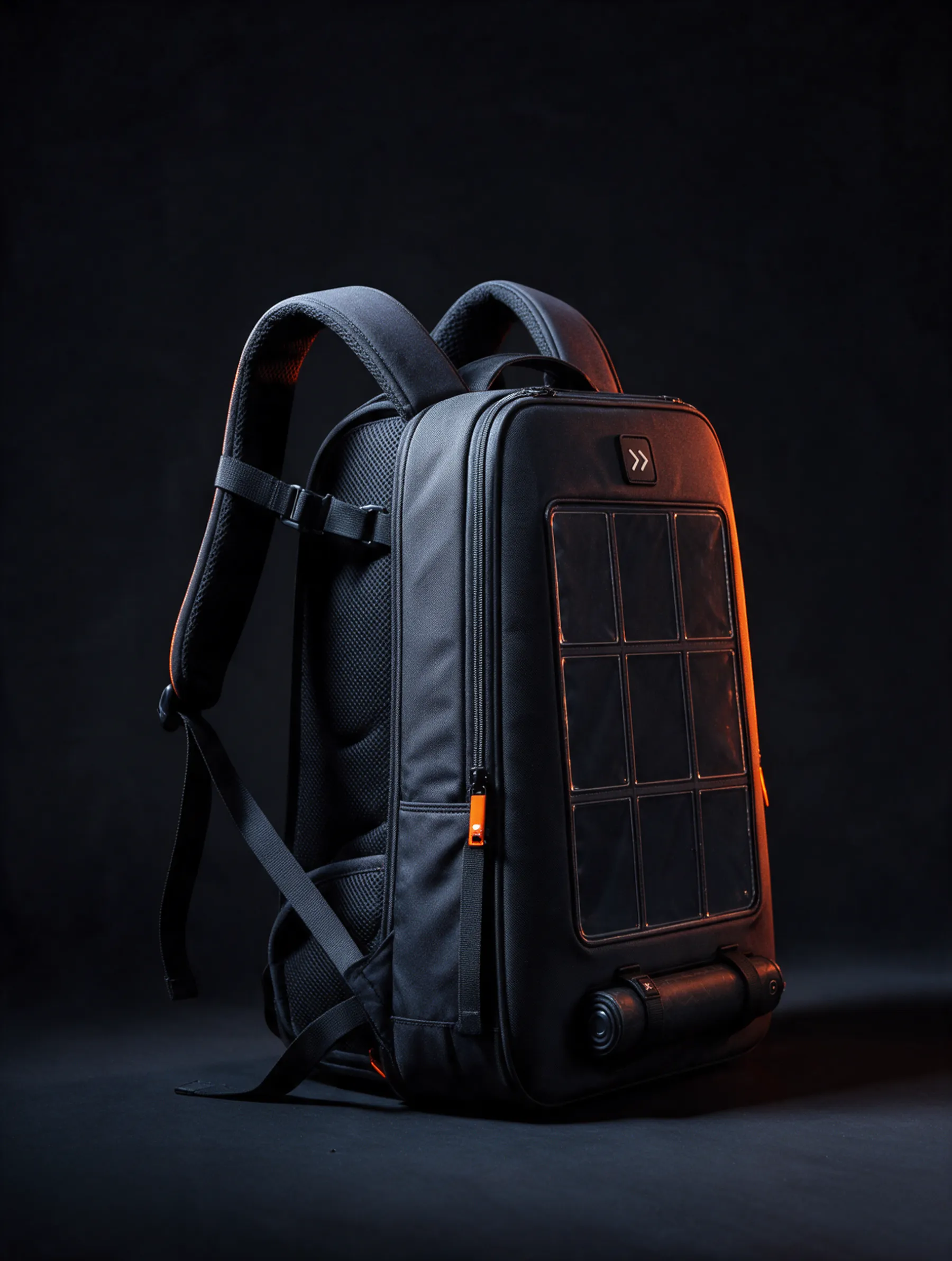 The back of the bag: padded mesh back panel, padded shoulder straps and a sternum strap.